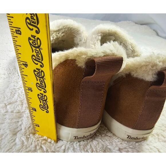 Timberland Sz10 W's Skyla Bay Suede Faux Fur Lined Warm Slipon brown shoes Cabin - Picture 5 of 15
